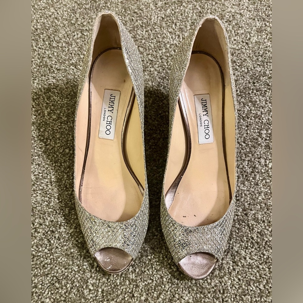 Jimmy Choo Glitter Kitten Heels - Picture 2 of 6
